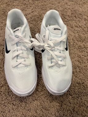 Nike White Sneakers with Black Swoosh Air Max Detail